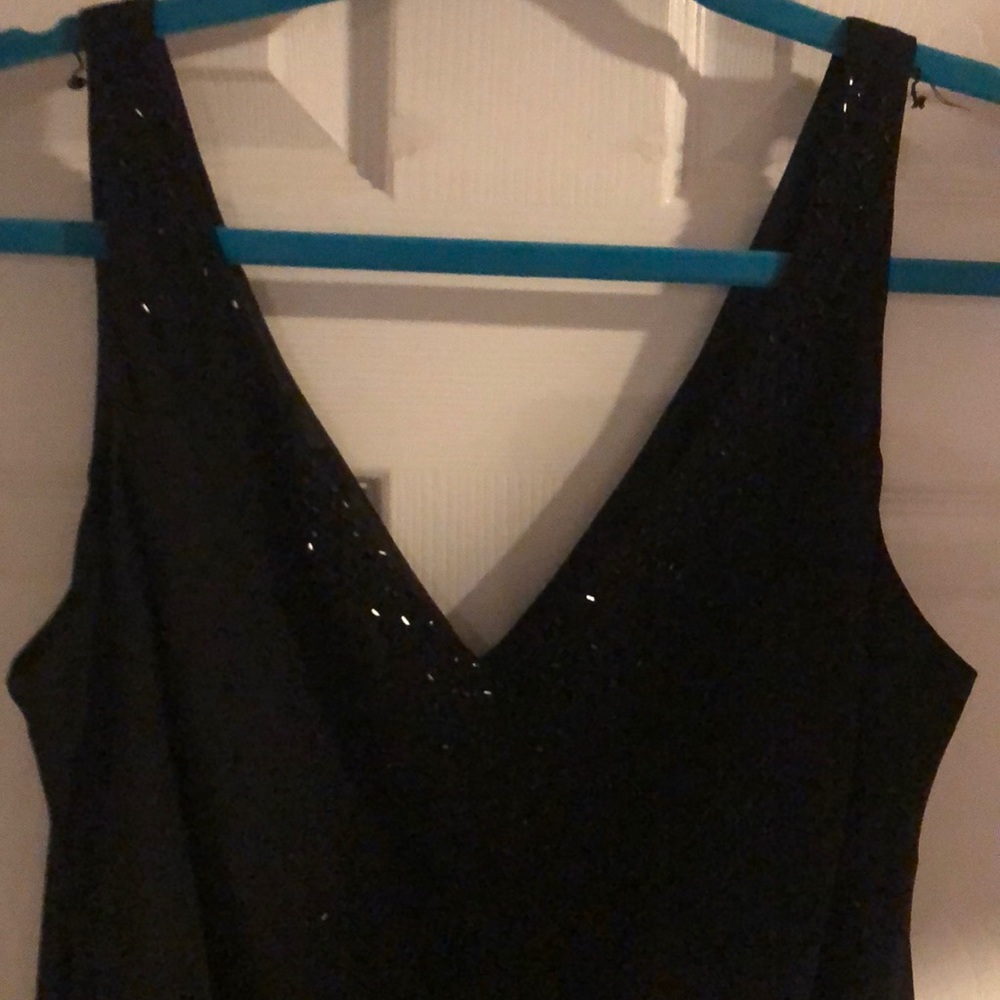 Dressy black dress.
